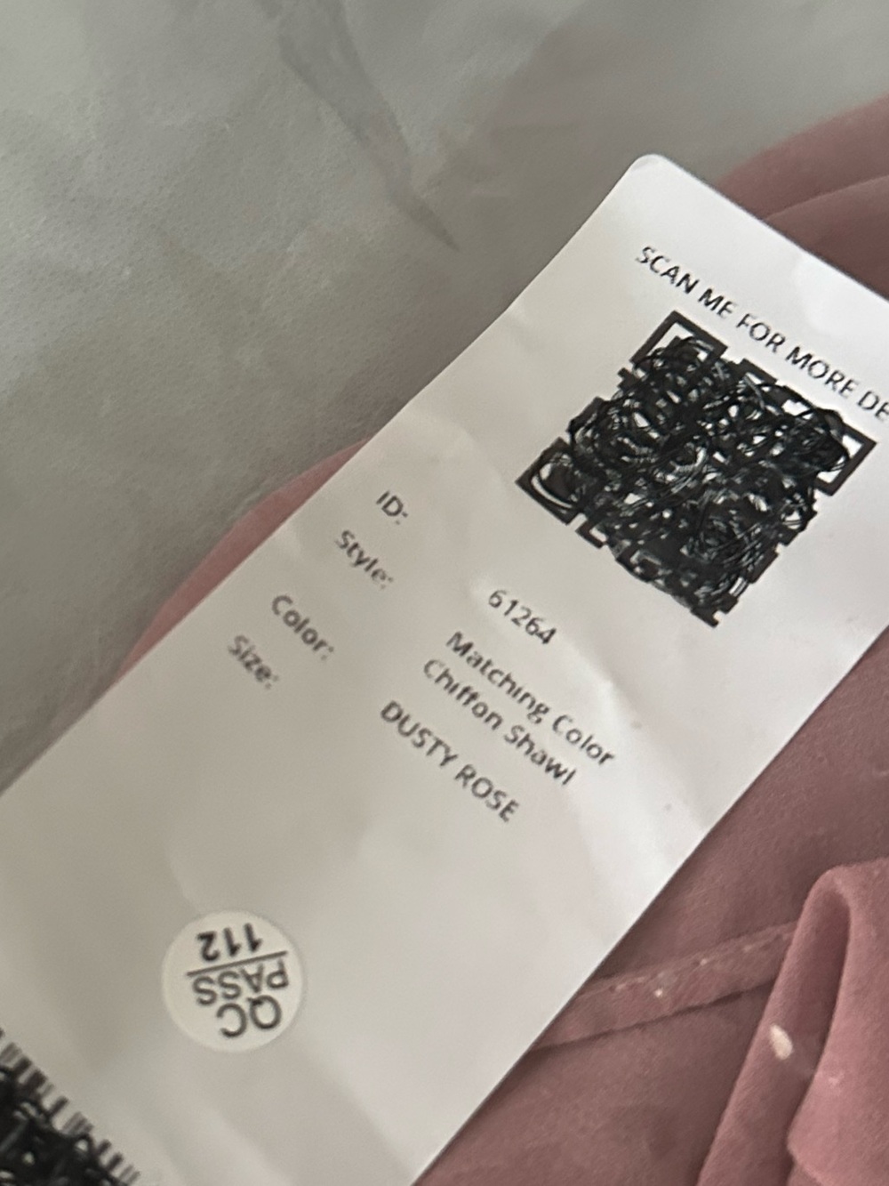 Azazie Matching Shawl Dusty Rose Pink Chiffon - Matching Color Scarf NWOT - Picture 6 of 6